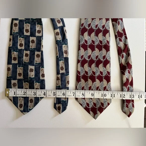 Elegant Men's Silk Tie Set - Burgundy and Blue by ZYLOS* George Machado